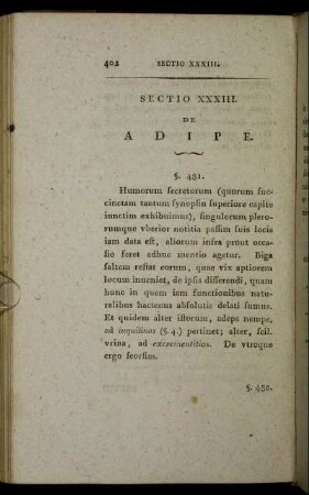 Sectio XXXIII. De Adipe