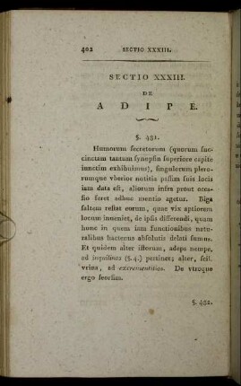 Sectio XXXIII. De Adipe
