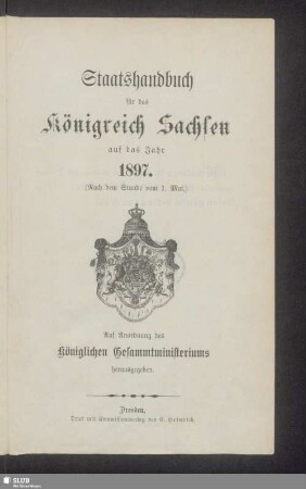 1897: Staatshandbuch für den Freistaat Sachsen