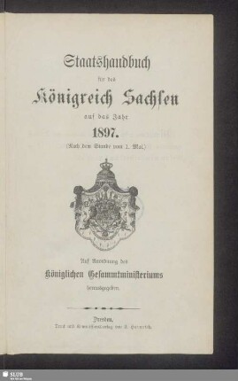 1897: Staatshandbuch für den Freistaat Sachsen