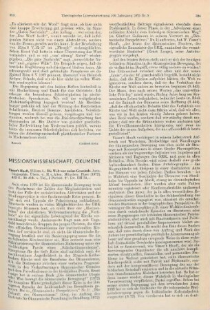 393-396 [Rezension] Visser 't Hooft, Willem Adolph, Die Welt war meine Gemeinde
