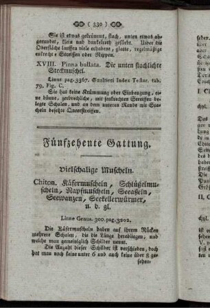 Fünfzehnte Gattung. vierschalige Muscheln bis siebzehnte Gattung PHOLAS.