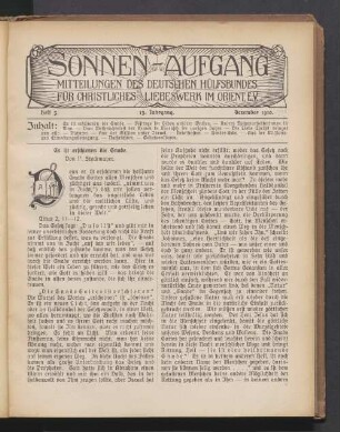 Heft 3. 13. Jahrgang. Dezember 1910