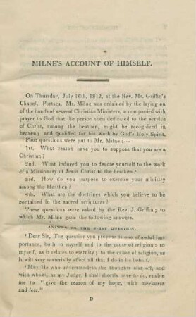 Milne's account of himself
