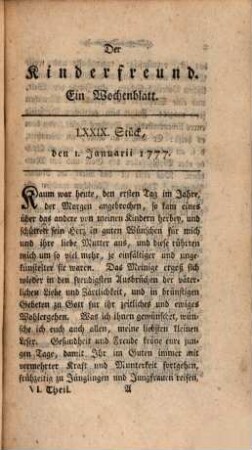 Der Kinderfreund : ein Wochenblatt. 6. 1777