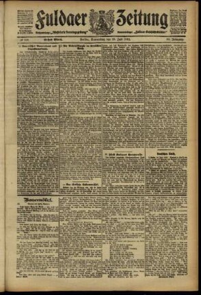 Erste Ausgabe vom Donnerstag, den 25. Juli 1912.