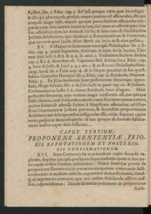 Caput Tertium. Proponens Sententiae Prioris Refutationem Et Posterioris Confirmationem.