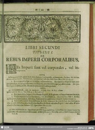 Libri Secundi Titulus I. De Rebus Imperii Corporalibus