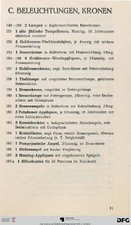 C,. Beleuchtungen, Kronen (Nr. 149-167)