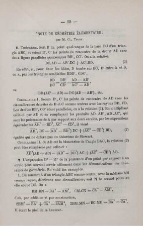 NOTE DE GÉOMÉTRIE ÉLÉMENTAIRE.