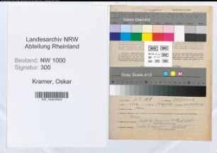 Entnazifizierung Oskar Kramer, geb. 11.05.1878 (Kontrolleur)
