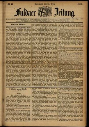 Ausgabe vom Samstag, den 28. März 1885.