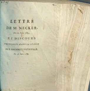 Lettre de M. Necker du 24 juin 1789, et discours prononcés dans la séance de l'Assemblée nationale, du 25 juin 1789