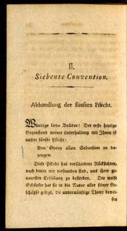 II. Siebente Convention. Abhandlung der fünften Pflicht