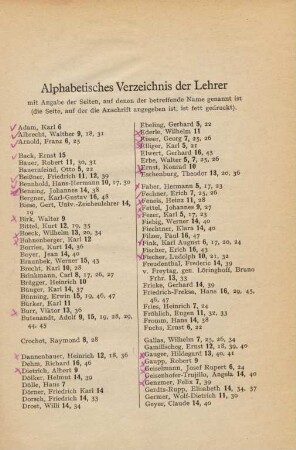 49-51, Alphabetisches Verzeichnis der Lehrer