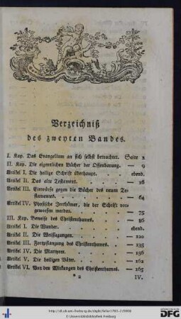 Verzeichniß des zweyten Bandes.
