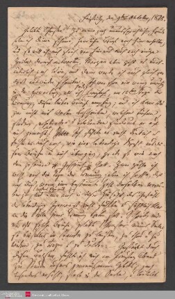Geliebte Schwester! Zu meiner ganz unaussprechlichen Freude habe ich Deinen ... , 09.10.1825. - Benediktinerabtei St. Bonifaz in München und Andechs