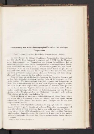 Untersuchung von Ballon-Meteorographen-Uhrwerken bei niedrigen Temperaturen