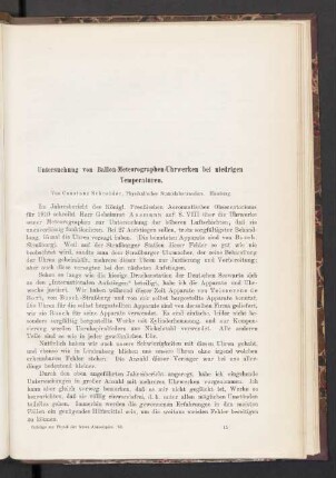 Untersuchung von Ballon-Meteorographen-Uhrwerken bei niedrigen Temperaturen
