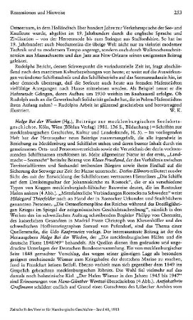 Beiträge zur mecklenburgischen Seefahrtsgeschichte, Helge Bei der Wieden (Hrsg.), (Schriften zur mecklenburgischen Geschichte, Kultur und Landeskunde, 5) : Köln u.a., Böhlau, 1981