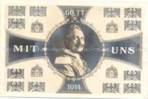 Patriotische Postkarte mit Porträt Wilhelms II.