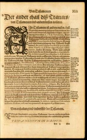Der ander thail diß Tattats/ von Testamenten und andern letsten willen etc.