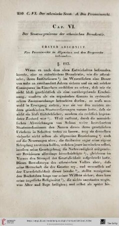 Cap. VI: Der Staatsorganismus der athenischen Demokratie