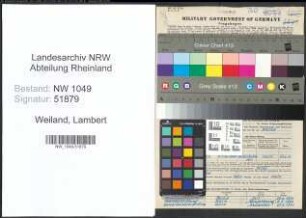 Entnazifizierung Lambert Weiland , geb. 28.03.1896 (Lehrer)
