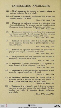Tapisseries anciennes (Nr. 142-152)