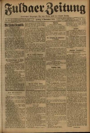 Ausgabe vom Freitag, den 03. November 1922.