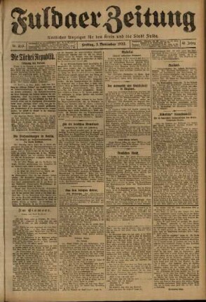 Ausgabe vom Freitag, den 03. November 1922.