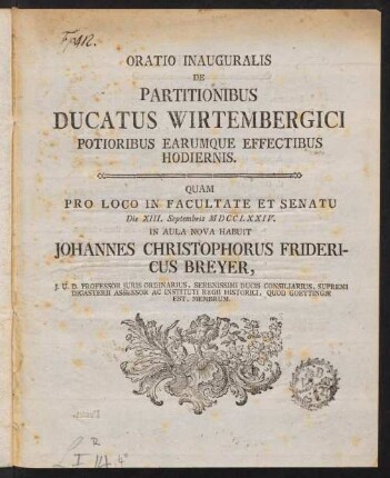 1-23, Oratio Inauguralis