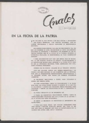 En la fecha de la Patria