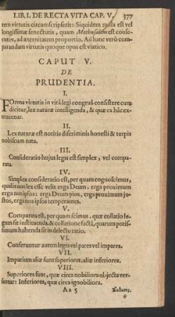 Caput V. De Prudentia.