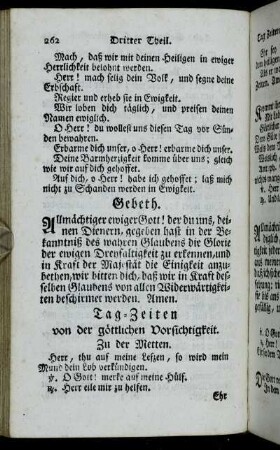 Tag-Zeiten von der göttlichen Vorsichtigkeit