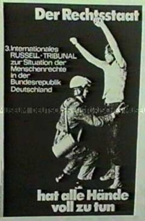Plakat des Russel-Tribunal-Plakatwettbewerbes von Christian Schaffernicht zur Rechtsstaatlichkeit