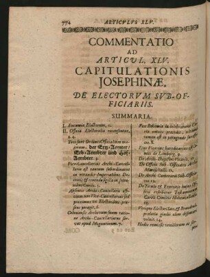 Commentatio Ad Articul. XLV. Capitulationis Josephinae. De Electorum Sub-Officiariis