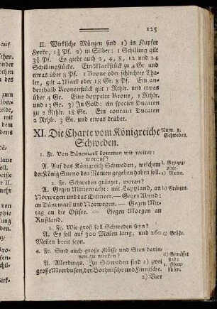 XI. Die Charte vom Königreiche Schweden.