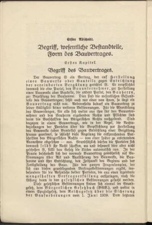 Erstes Kapitel. Begriff des Bauvertrages.