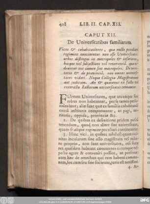Caput XII. De Universitatibus familiarum.