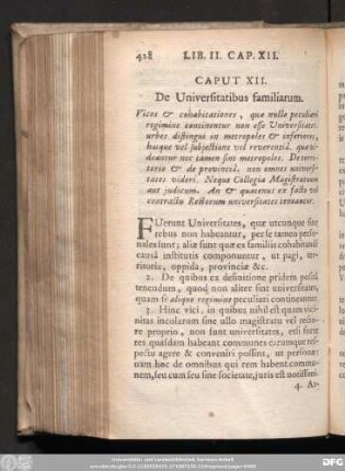 Caput XII. De Universitatibus familiarum.