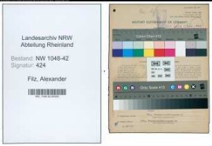 Entnazifizierung Alexander Filz , geb. 04.03.1891 (Koch)