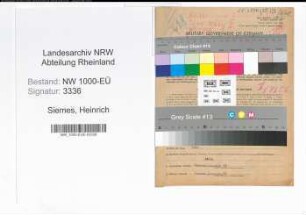 Entnazifizierung Heinrich Siemes, geb. 10.09.1894 (Mechaniker)