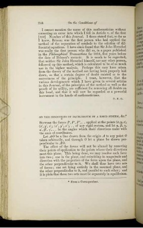 On the conditions of equilibrium of a rigid system, &c.