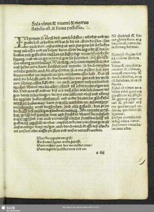 Sola virtus & Viventi & mortuo stabilis est & firmo possessio