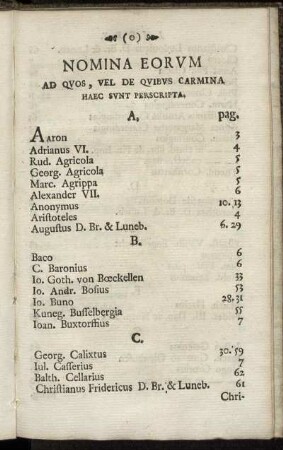 Nomina Eorum Ad Quos, Vel De Quibus Carmina Haec Sunt Perscripta.