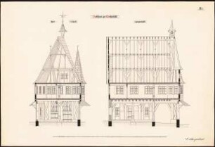 Rathaus, Michelstadt: Längsschnitt und Querschnitt 1:50