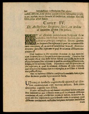Caput IV. De Auctoritate Scripturae sacrae, in ordine ad causandum assensum fidei spectata.