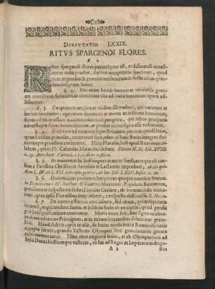 Disputatio LXXIX. Ritus Spargendi Flores.