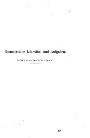 Geometrische Lehrsätze und Aufgaben.
